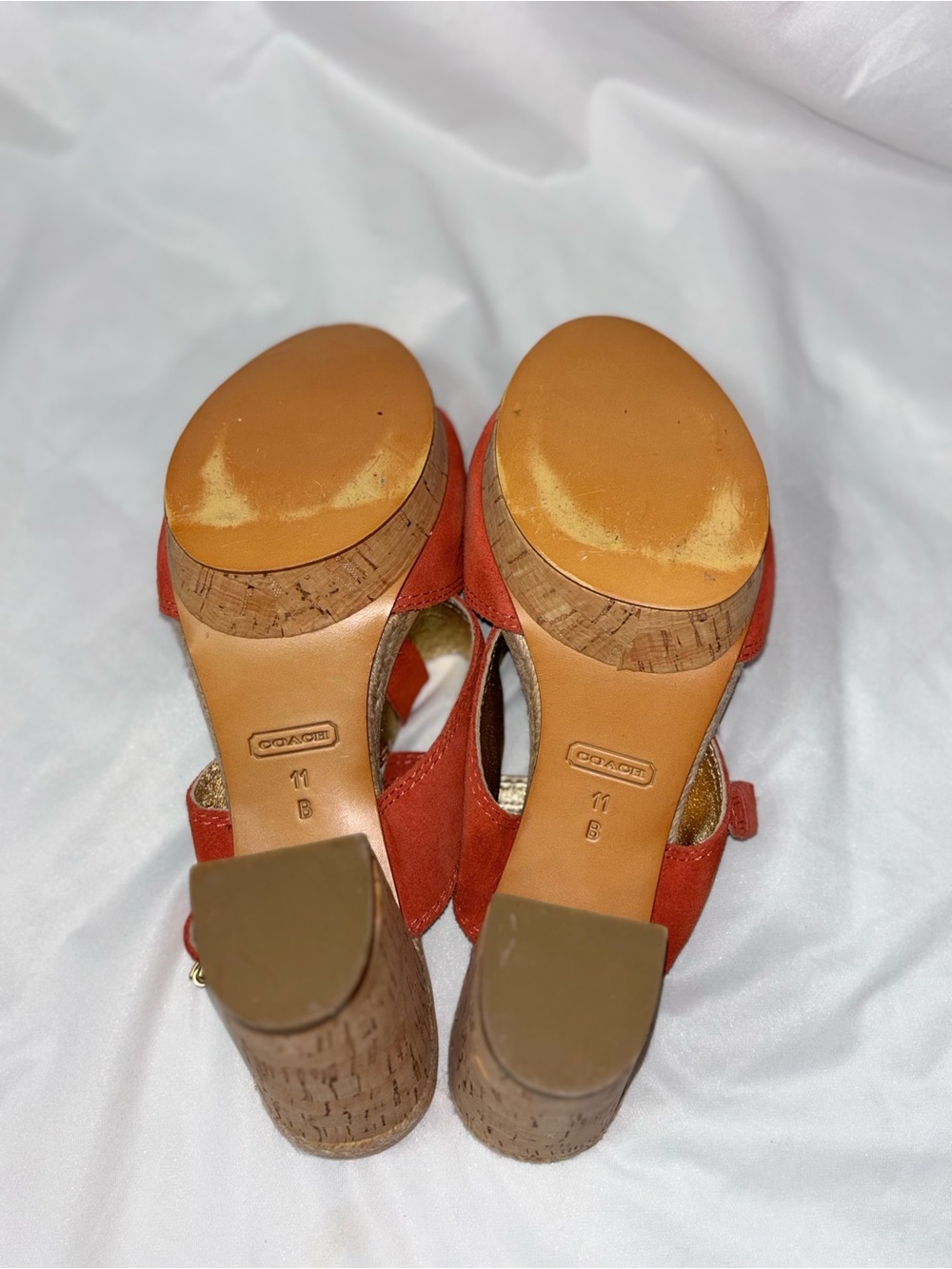 Women’s Orange Suede Cork Platform Sandals - COACH - Picture 8 of 8